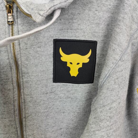 Under Armour Project Rock Hoodie Sweatshirt Men Small Gray Full Zip Veterans Day - Picture 2 of 9